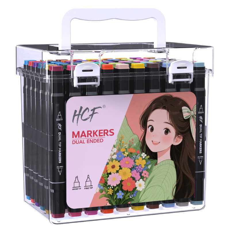 HCF双头马克笔油性酒精80色速干可晕染可叠色艺考集训联考服装景观设计美术生专业手绘绘画笔彩笔画画笔套装