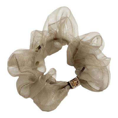 韩国进口2024年新款气质头绳透明水晶钻欧根纱大肠发圈大人简约女