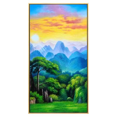 入户正对门手绘没有水青山装饰画