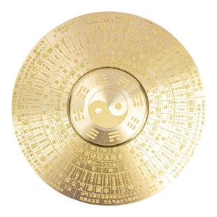 小铜记全铜解压罗盘黄铜转转手把件双面旋转随身携带把玩八卦转盘