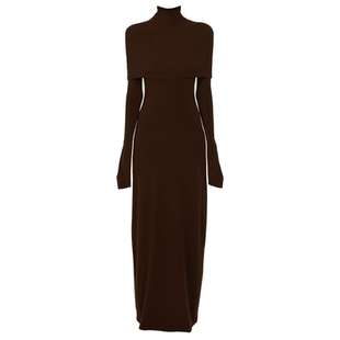 DUE E CHEN 原创设计两件套长袖斗篷针织连衣裙女高级感修身长裙