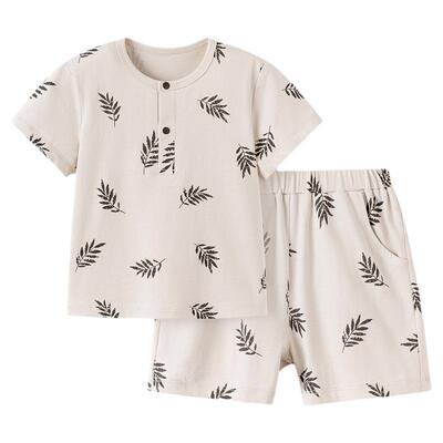 babylove宝宝套装夏季纯棉短袖T恤短裤两件套外出透气休闲夏装