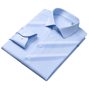 新款100支双股全棉针织长袖衬衫男轻奢商务休闲透气高弹免烫衬衣