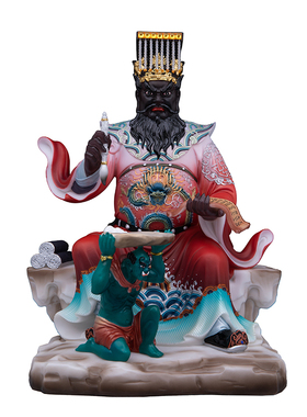 汉白玉丰都大帝神像供奉摆件