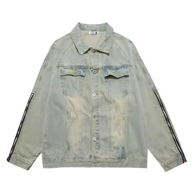 翻领潮牌宽松男士牛仔夹克潮