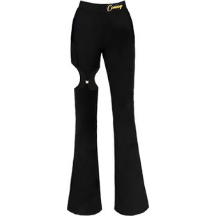 康尼CONNY拉丁舞裤子女专业跳舞蹈训练功服长裤儿童摩登伦巴黑色