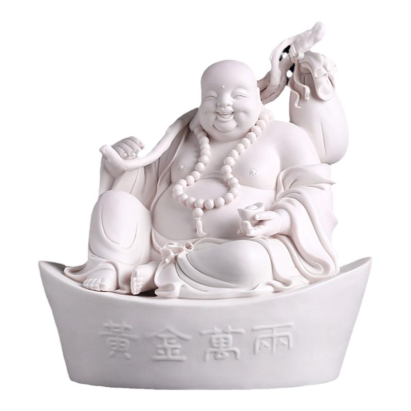 戴玉堂陈戴茹陶瓷摆件《黄金万两》德化白瓷弥勒佛家用供奉佛像