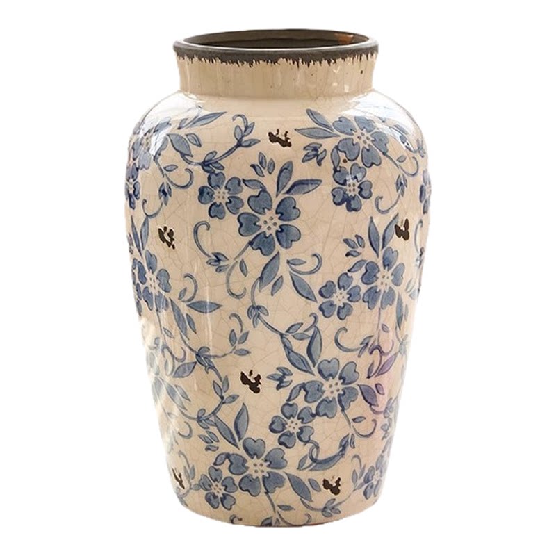 新中式中古青花瓷复古花瓶陶瓷