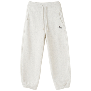 女大童小马刺绣加绒卫裤2025冬季新款初中生保暖收口裤学生运动裤