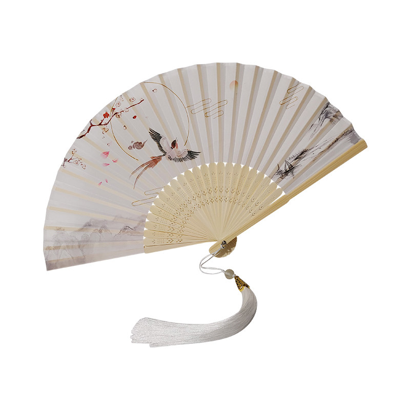 古风迷你小竹扇汉服扇子中国风折扇学生夏季女式绢布扇便携折叠扇