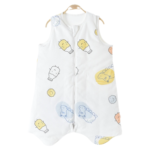 儿童睡袋婴儿秋冬季纯棉防踢被中大童宝宝背心式睡袍男女睡衣分腿