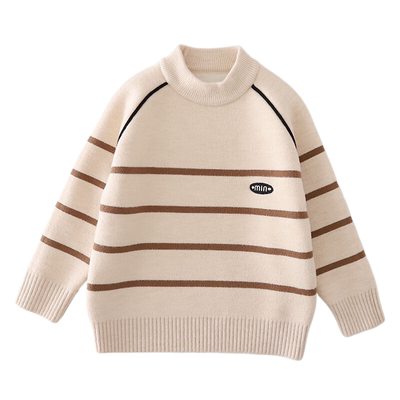 男童毛衣一体绒加厚中学生圆领