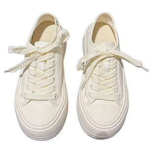 头层小牛皮~4CM小厚底小白鞋女配堆堆袜休闲板鞋百搭运动学生女鞋