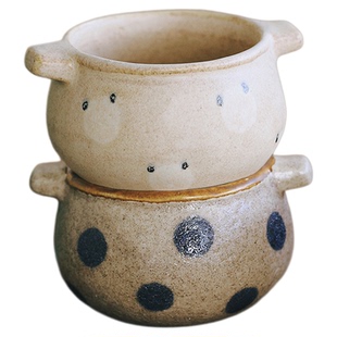 泽滕家原创双耳大碗汤碗面碗可爱粗陶个性小众设计水果沙拉甜品盆