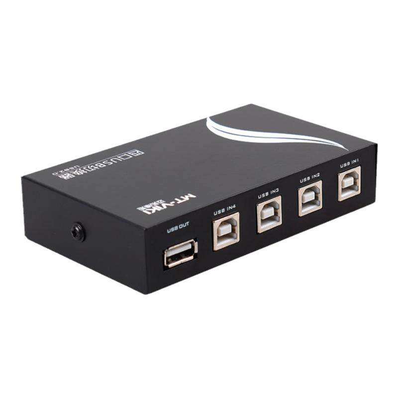 迈拓维矩 MT-1A4B-CF USB打印机共享器4口分线器一分四打印线切换器电脑4进1出鼠标键盘手动一拖四