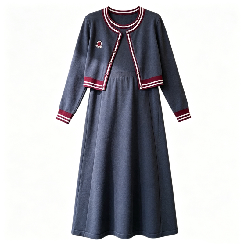 孕妇秋冬韩版开衫背心裙两件套