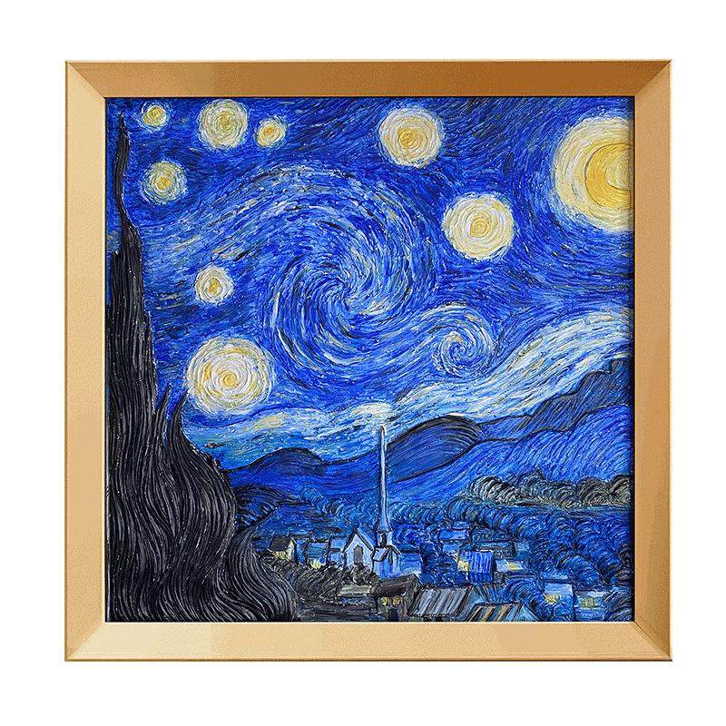 玩作梵高星空数字油画DIY手工绘画装饰画立体浮雕画套装解压礼物