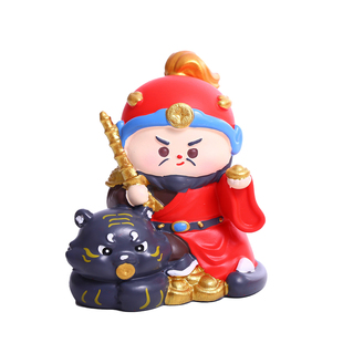 关公武财神摆件赵公明财神爷桌面装饰品吉祥物新年小礼物马到成功