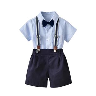 罗蒙男童小西装套装宝宝周岁生日主持人花童礼服西装演讲演出服夏