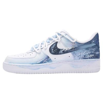 耐克球鞋定制Nike Air Force 1空军一号星光和弦蓝白渐变低帮板鞋