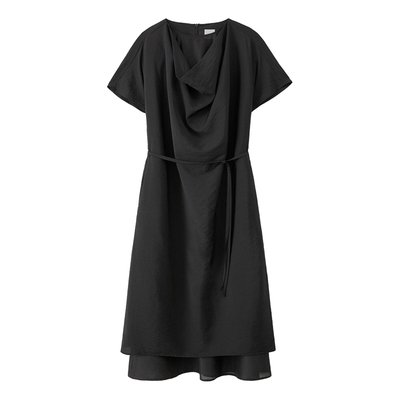 EAAH 韩国品牌 女装2026春夏气质连衣裙女夏短袖设计感中长款裙子