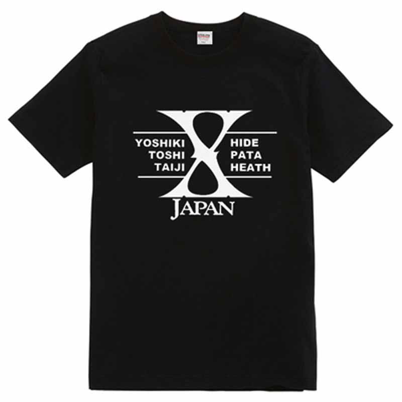 纯棉x-japan 日本hide摇滚220克不变形透气宽松圆领短袖男装t恤黑