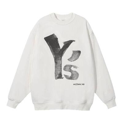 WE11DONE YCH2025新款秋冬圆领卫衣黑色诗人字母印花宽松情侣上衣