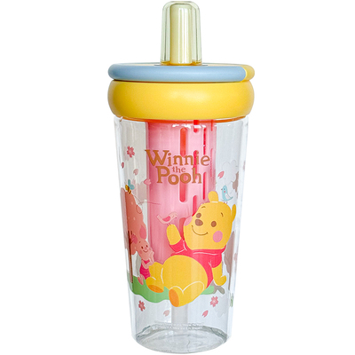 小熊维尼玻璃吸管杯茶漏茶水分离