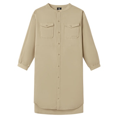 斯凯奇宽松直筒连衣裙2026春季新款女日常通勤百搭裙子休闲衬衫裙