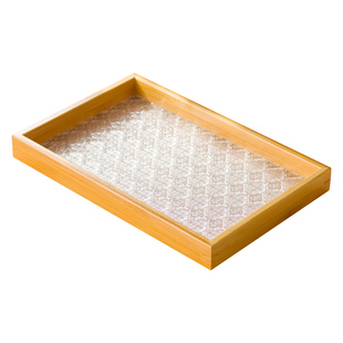 竹质餐盘酒店早餐托盘家用长方形放茶具水杯子茶盘餐厅客厅水果盘