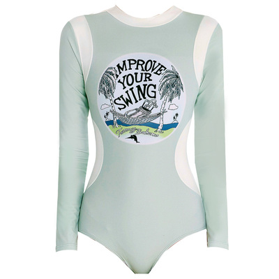 【假面猫】美式复古少女长袖泳衣