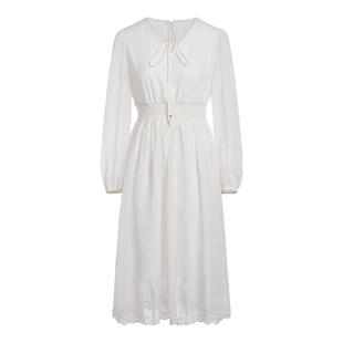 FIVE PLUS连衣裙雪纺绣花浪漫度假风波嬉风小白裙2026新款女春装