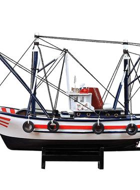 地中海风模型实木儿童房摆件帆船