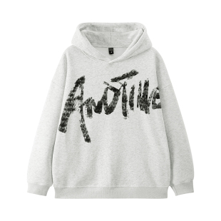 ANDTIME美式卫衣潮牌灰黑色连帽卫衣男2025春夏运动加厚加绒外套