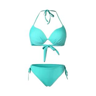 纯色分体泳衣女性感比基尼欧美绝美沙滩度假风小胸聚拢bikini高级