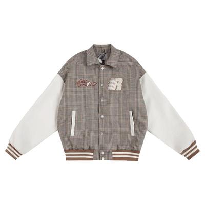 FDR官方店贴布绣千鸟格棒球服