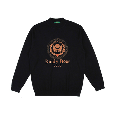 雷迪波尔纯羊毛刺绣烫钻羊毛衫男