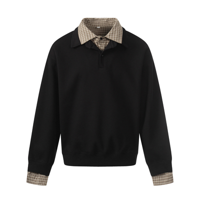 wtmp假两件格子polo翻领衬衫卫衣