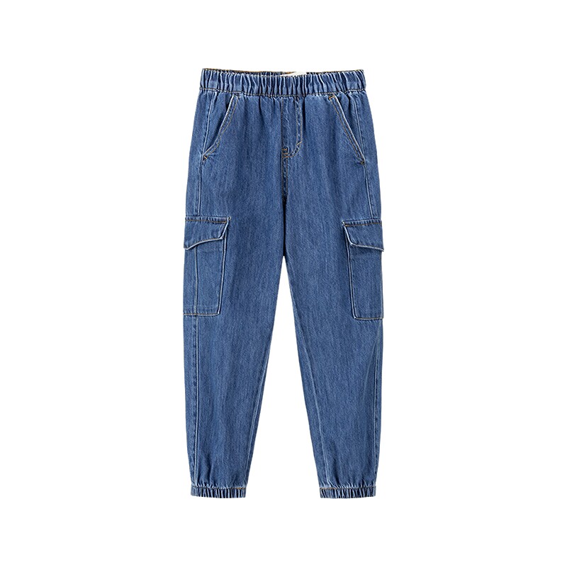 Levi's李维斯儿童工装束脚牛仔裤秋男女大童松紧腰青少年休闲长裤