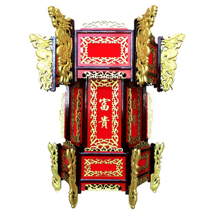 包邮东阳木雕豪华金色实木六角仿古宫灯笼中式木质红木色阳台乔迁