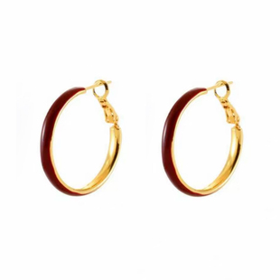 滴釉红色耳圈2026年新款轻奢高级感流行气质耳坠小众设计感耳饰女