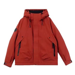 明摩冬季工装羽绒服男女童2025新款户外防风亲子装登山派克服外套