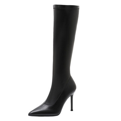 黑色高跟长靴女显瘦新款爆款