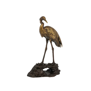 铜仙鹤铜鹭摆件松鹤延年中式家居客厅酒柜装饰乔迁新居贺寿礼品