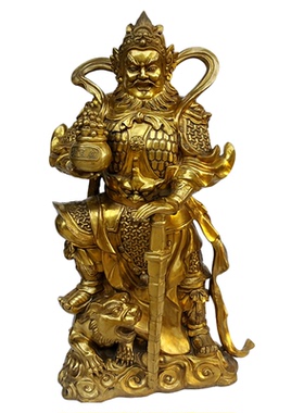 铜骑虎赵公明摆件中式家居客厅