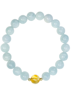 原创天然海蓝宝925银镀金黄塔晶手链女友闺蜜礼物精致显白甜美