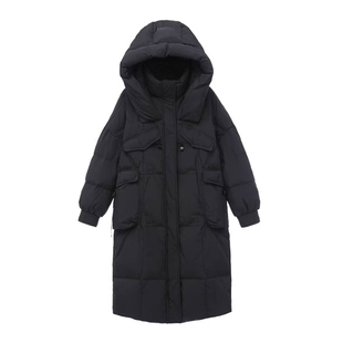 大码女装胖mm黑色保暖羽绒棉服女冬季韩系百搭中长款加厚棉衣外套