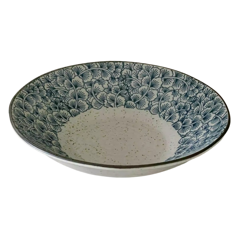 大汤碗粗陶青花手绘汤盘碗