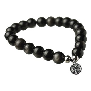 麦玲玲吉庆堂守正招福-银曜石手串(女款)添财纳福转运镀钯手链