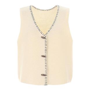 wana try100%绵羊毛手工勾边针织马甲秋冬女款时髦高级感内搭